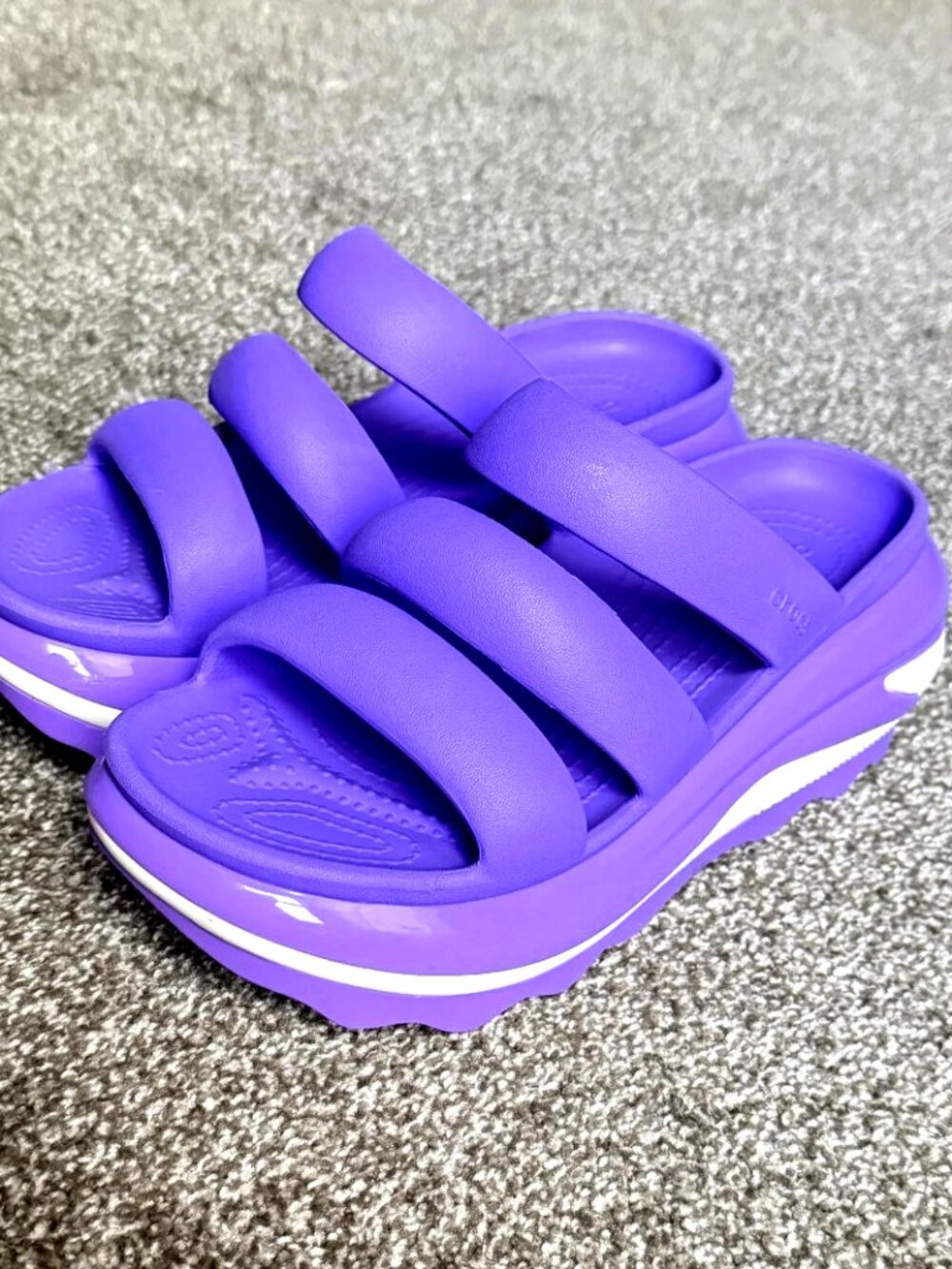 Crocs Mega Crush Triple Strap Platform Sandals Purple Galaxy Women's 8 Men's 6 - Picture 5 of 14